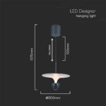 Κρεμαστό Φωτιστικό LED 9W 3000K Μαύρου Χρώματος το Ύψος Προσαρμόζεται V-TAC – 23103VT
