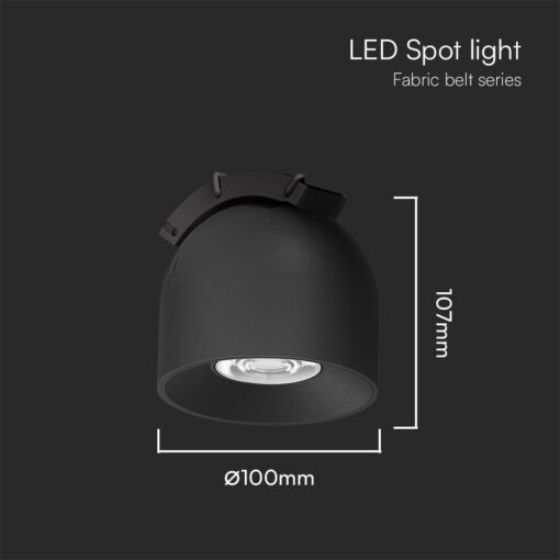 LED φωτιστικό spot για Υφασμάτινο καλώδιο 12W 3000K Μαύρου Χρώματος V-TAC – 23104