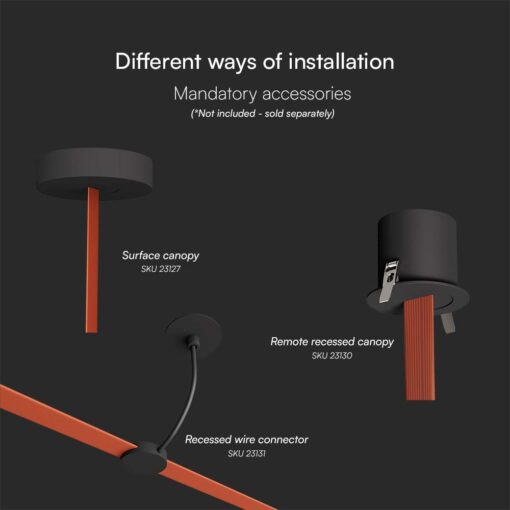 LED φωτιστικό για υφασμάτινο καλώδιο 20W 3000K Μαύρου Χρώματος V-TAC – 23109