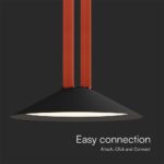 LED φωτιστικό για υφασμάτινο καλώδιο 20W 3000K φυσικό λευκό με μαύρο σώμα V-TAC – 23111