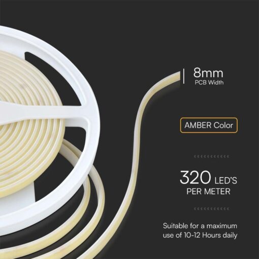 Tαινία LED COB DC:24V 10W/m IP67 amber V-TAC – 23144