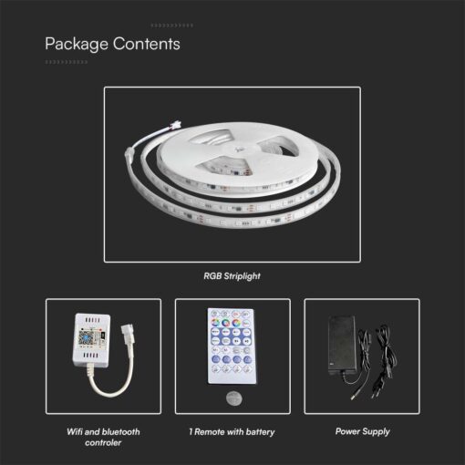 Σετ ταινίας LED Magic SMD5050 24V RGB+CCT IP65 13W/m 5m με τροφοδοτικό και controller WiFi+Bluetooth V-TAC – 23146