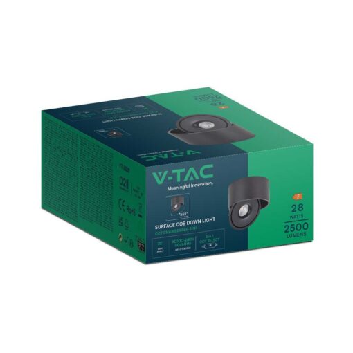 Φωτιστικό Οροφής COB 28W 3 σε 1 CCT Μαύρου Χρώματος V-TAC – 23158
