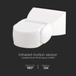 Επιτοίχιος ανιχνευτής κίνησης Infrared Max 600W λευκός IP65 V-TAC – 23161