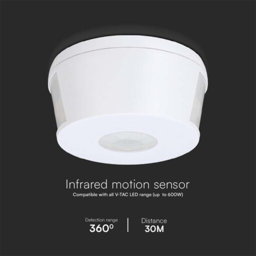 Ανιχνευτής κίνησης οροφής Infrared Max 500W λευκός IP20 V-TAC – 23162