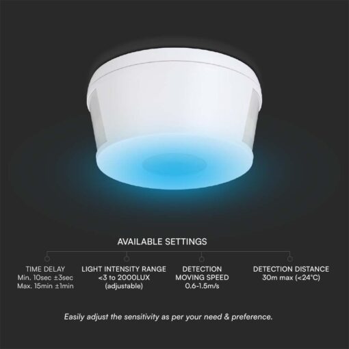 Ανιχνευτής κίνησης οροφής Infrared Max 500W λευκός IP20 V-TAC – 23162
