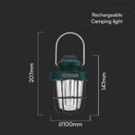 Επαναφορτιζόμενο Φως Κάμπινγ LED 3W CCT Dimmable IP44 Πράσινο V-TAC – 23337VT