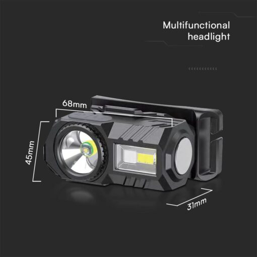 Φακός Κεφαλής Επαναφορτιζόμενος LED 3W RGBW IP44 Μαύρος V-TAC – 23339VT