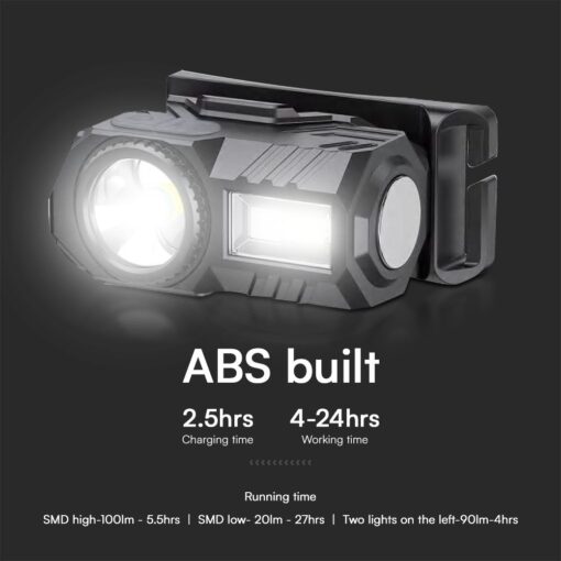 Φακός Κεφαλής Επαναφορτιζόμενος LED 3W RGBW IP44 Μαύρος V-TAC – 23339VT