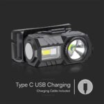 Φακός Κεφαλής Επαναφορτιζόμενος LED 3W RGBW IP44 Μαύρος V-TAC – 23339VT