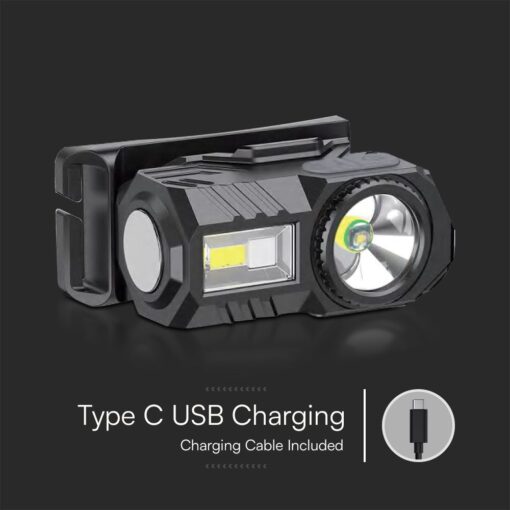 Φακός Κεφαλής Επαναφορτιζόμενος LED 3W RGBW IP44 Μαύρος V-TAC – 23339VT