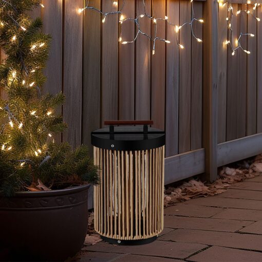 Επιτραπέζιο Φωτιστικό Κήπου LED 2.4W 3000K Ηλιακό IP65 με Ξύλο & Σχοινί  V-TAC – 23349VT