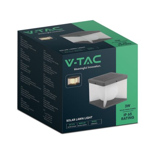 Ηλιακό Επιτοίχιο Φωτιστικό Βεράντας LED 3W 3000K IP65 Μαύρου Χρώματος V-TAC – 23351VT