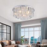 Πολύφωτο Οροφής Designer Νικελ+Κρύσταλλα D600 9xE14 V-TAC – 23360