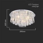 Πολύφωτο Οροφής Designer Νικελ+Κρύσταλλα D600 9xE14 V-TAC – 23360