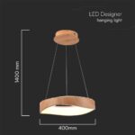 Κρεμαστό Φωτιστικό LED Designer 18W σε Απόχρωση Ξύλου D400 3000K V-TAC – 23363