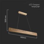 Κρεμαστό Φωτιστικό 24W LED σε Απόχρωση Ξύλου 90cm 3000K V-TAC – 23365