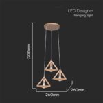 Κρεμαστό Φωτιστικό Designer 3xE27 σε Χρώμα Ξύλου V-TAC – 23367