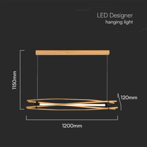 LED Designer 15W Κρεμαστό Φωτιστικό Ράγα σε Απόχρωση Λευκό+Ξύλο 3000K V-TAC – 23368
