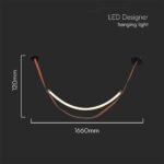 LED Designer Κρεμαστό Φωτιστικό Οροφής 12W με Καφέ + Μαύρο Σώμα 3000K V-TAC – 23375