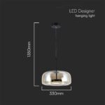 6W LED Designer Κρεμαστό Φωτιστικό Μαύρο Μέταλλο+Γυαλί Κεχριμπάρι Φ350 3000K V-TAC – 23378