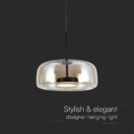 6W LED Designer Κρεμαστό Φωτιστικό Μαύρο Μέταλλο+Γυαλί Κεχριμπάρι Φ350 3000K V-TAC – 23378