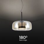 6W LED Designer Κρεμαστό Φωτιστικό Μαύρο Μέταλλο+Γυαλί Κεχριμπάρι Φ350 3000K V-TAC – 23378