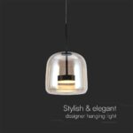 Κρεμαστό Φωτιστικό 6W LED Designer Μαύρο Μέταλλο + Γυαλί Κεχριμπάρι D250 Θερμό 3000K V-TAC – 23379