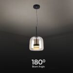 Κρεμαστό Φωτιστικό 6W LED Designer Μαύρο Μέταλλο + Γυαλί Κεχριμπάρι D250 Θερμό 3000K V-TAC – 23379