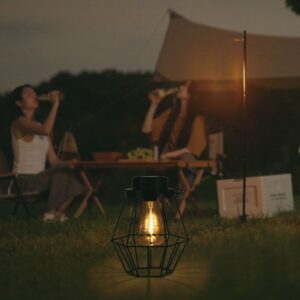 LED Ηλιακό Φορητό Φωτιστικό Μαύρο με Λαβή Θερμό 2700K V-TAC – 23386