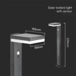 Φωτιστικό Κολωνάκι Κήπου LED 5.5W 3000Κ Ηλιακό με Αισθητήρα PIR IP54 Μαύρου Χρώματος V-TAC – 23398VT