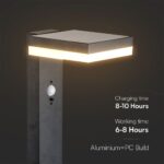 Φωτιστικό Κολωνάκι Κήπου LED 5.5W 3000Κ Ηλιακό με Αισθητήρα PIR IP54 Μαύρου Χρώματος V-TAC – 23398VT