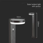 Φωτιστικό Κολωνάκι Κήπου LED 5.5W 3000Κ Ηλιακό με Αισθητήρα PIR IP54 Μαύρου Χρώματος V-TAC – 23399VT