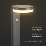 Φωτιστικό Κολωνάκι Κήπου LED 5.5W 3000Κ Ηλιακό με Αισθητήρα PIR IP54 Μαύρου Χρώματος V-TAC – 23399VT