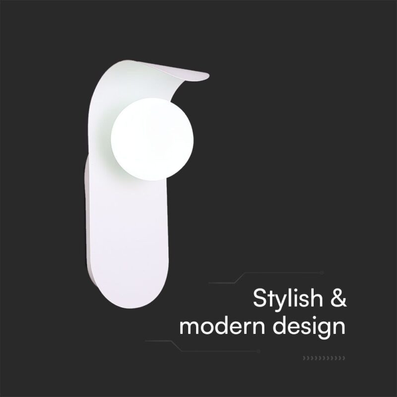 Απλίκα Τοίχου Designer με Γυάλινη Σφαίρα 1xG9 Λευκό Σώμα V-TAC – 23408