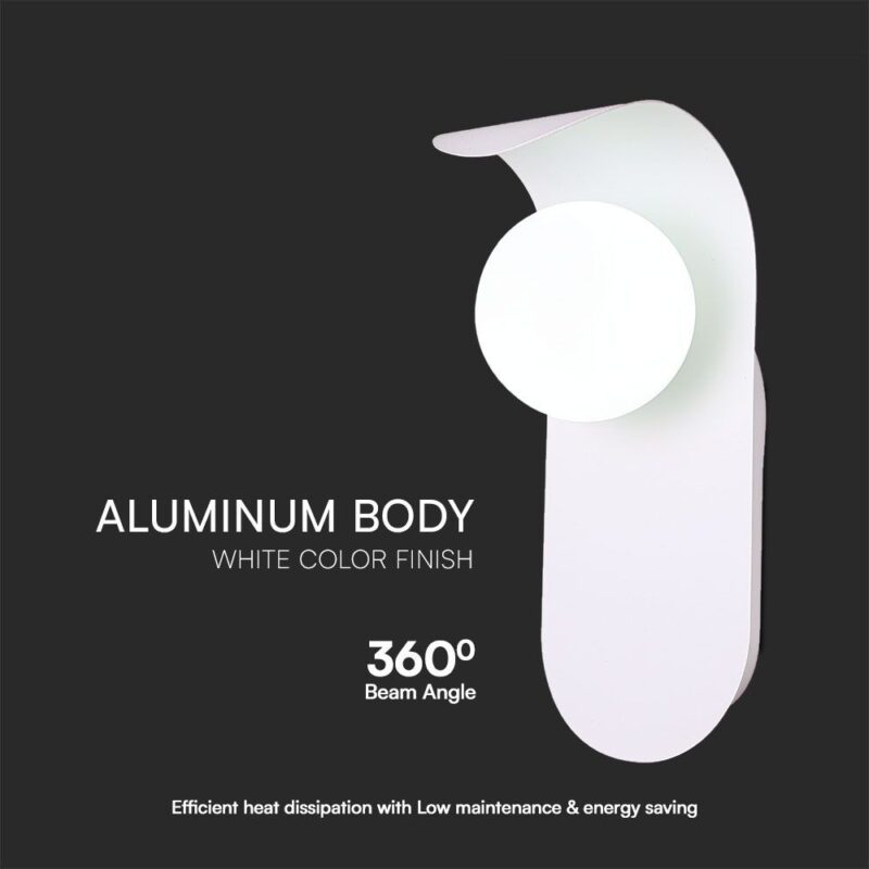 Απλίκα Τοίχου Designer με Γυάλινη Σφαίρα 1xG9 Λευκό Σώμα V-TAC – 23408