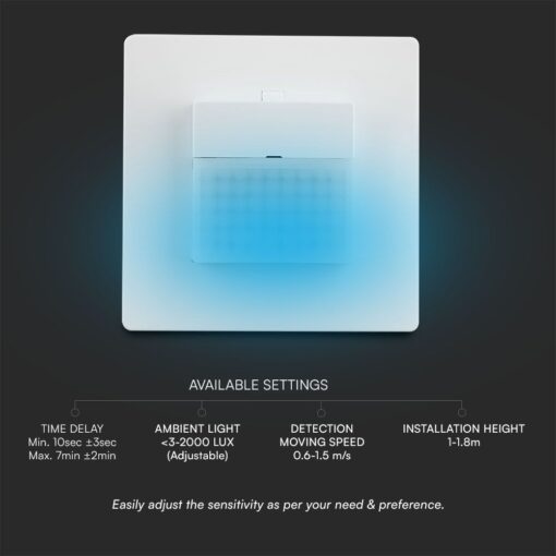 Χωνευτός Ανιχνευτής Κίνησης 2 Γραμμών 120º Ανίχνευση Λευκός V-TAC – 23425VT