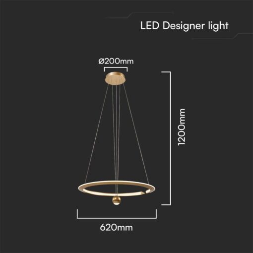 Κρεμαστό Φωτιστικό LED 46W 3000K Dimmable Χρυσού Χρώματος V-TAC – 23431VT