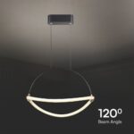 Κρεμαστό Φωτιστικό 12W LED με 1.5m Σχοινί Φ40 3000K Μαύρο Σώμα V-TAC – 23434