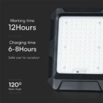 Προβολέας LED 10W 4000K με Ηλιακό Πάνελ με Μπαταρία IP65 Μαύρου Χρώματος V-TAC – 23438VT