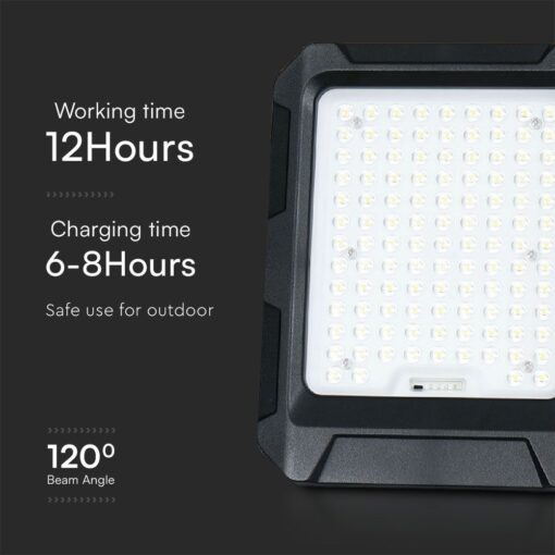 Προβολέας LED 10W 4000K με Ηλιακό Πάνελ με Μπαταρία IP65 Μαύρου Χρώματος V-TAC – 23438VT