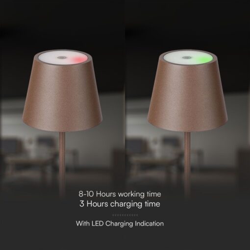 Επαναφορτιζόμενο Πορτατιφ LED 1.5W Dimmable Αφής 3000Κ IP54 Corten απόχρωση Σκουριάς με Βάση Φόρτισης V-TAC – 23446