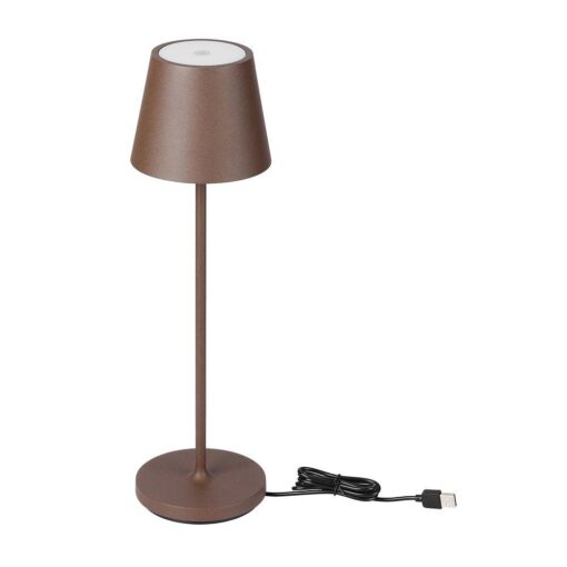 Επαναφορτιζόμενο Πορτατιφ LED 1.5W Dimmable Αφής 3000Κ IP54 Corten απόχρωση Σκουριάς με Βάση Φόρτισης V-TAC – 23446