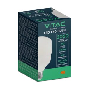 Λάμπα LED T80 20W V-TAC 2060lm Φυσικό 4000K – 23568