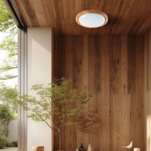 Πλαφονιέρα Κυκλική LED Designer με Τηλεχειριστήριο CCT 30W/60W Dimmable Απόχρωση Ξύλου V-TAC – 23586