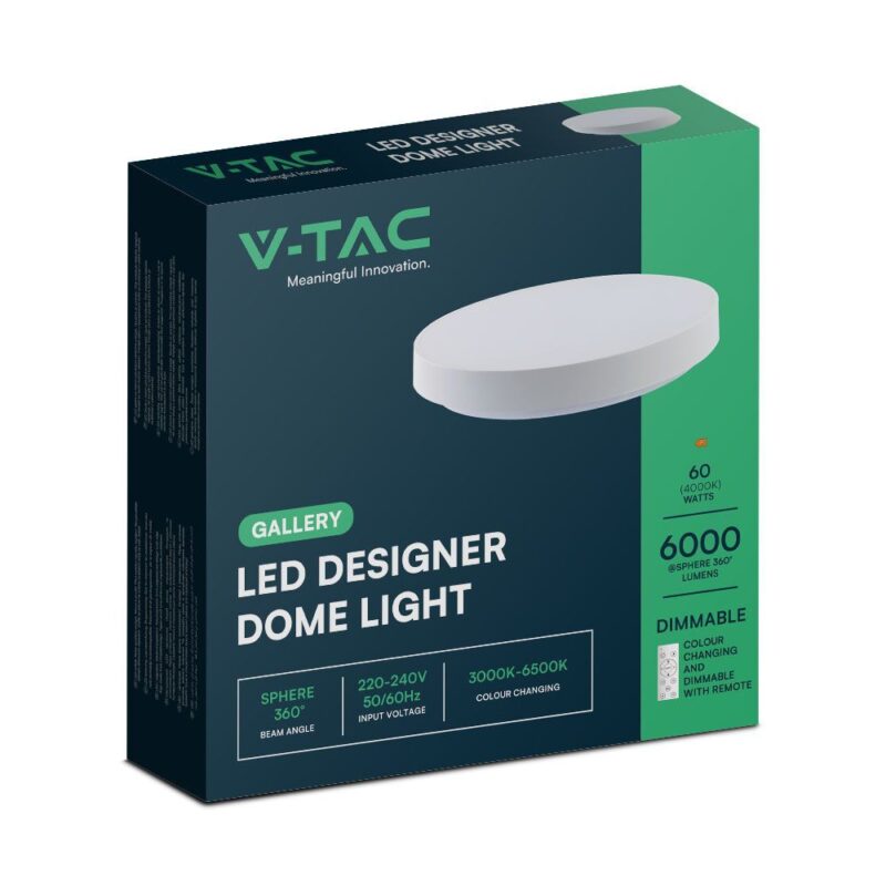 Πλαφονιέρα LED Designer 30W/60W Λευκή με Τηλεχειριστήριο Dimmable CCT V-TAC – 23590