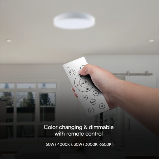 Πλαφονιέρα LED Designer 30W/60W Λευκή με Τηλεχειριστήριο Dimmable CCT V-TAC – 23590