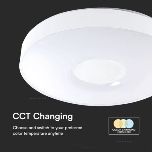 Πλαφονιέρα Κυκλική LED Designer με Τηλεχειριστήριο CCT 20W/40W Dimmable Λευκή V-TAC – 23591