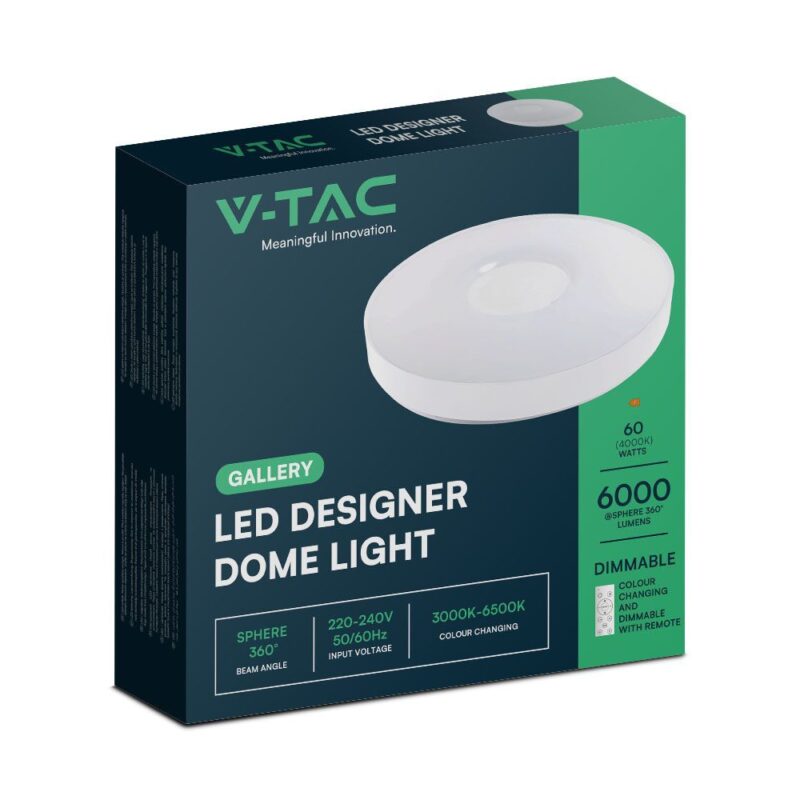 Πλαφονιέρα LED Designer 30W/60W Λευκή με Τηλεχειριστήριο Dimmable CCT V-TAC – 23592