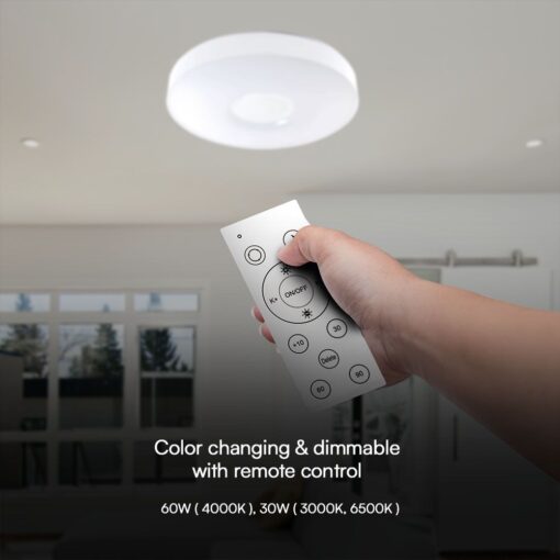 Πλαφονιέρα LED Designer 30W/60W Λευκή με Τηλεχειριστήριο Dimmable CCT V-TAC – 23592